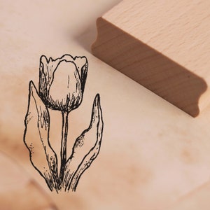 Stempel Tulpe - Motivstempel - ca. 28 x 48 mm - Scrapbooking Basteln Stempeln Holzstempel - Geschenk Florist Gärtner Gärtnerei Ostern Blume
