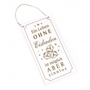 Ice bath sign engraved wood A life without ice bathing is possible but pointless door sign 10 x 20 cm - decorative sign winter Baltic Sea North Sea sea