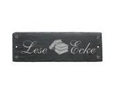 Slate afel Shield LESEECKE Slate Lese Corner Türsign Door Decoration Library Library Book Retailery Book Retailery Apartment House Books Readers Read