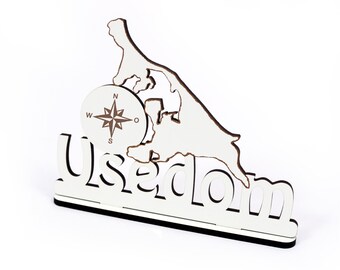 Schild « INSEL USEDOM MÖWE » zum Hinstellen Tischdeko Dekoration Ostsee Meer