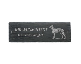 Weatherproof door sign « GREYHOUND » with desired text / name - approx. 22 x 8 cm sign Name plate Family Bell Dog English Greyhound