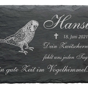Budgie memorial plaque with name and date • 22 x 16 cm saying engraving motif • gravestone animal gravestone animal grave funeral cemetery grave