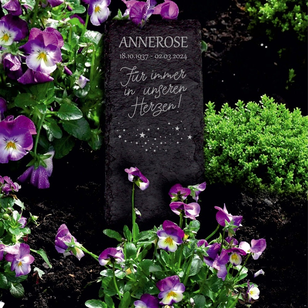 Placca Per Tomba A Forma Di Cuore 'In Love' | Su Asta | Decorazione Cimiteriale In Plastica | Made In Germany - 5