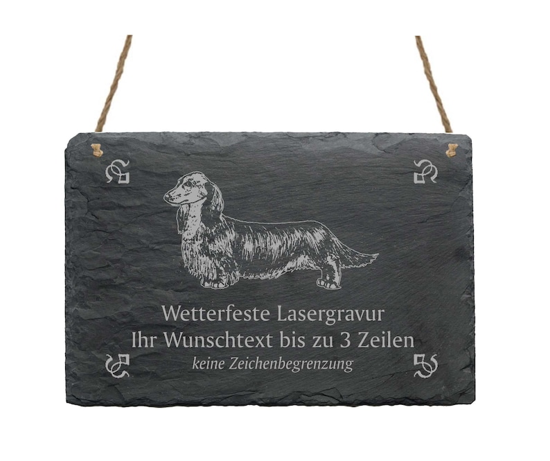 Dachshund wire-haired slate with desire engraving