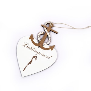 Maritime Shield &quot; LIEBLINGSINSEL HIDDENSEE » Heart Anchor Door Sign Deco Shield Maritime Decoration Wall Decoration Baltic Sea Gift Holiday Rügen