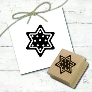 Motivstempel Stern Plätzchen - Weihnachten Stempel 28 x 25 mm - Holzstempel Basteln Stempeln Weihnachtsstempel Nikolaus Gingerbread Keks