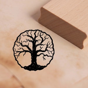 Sello con motivo árbol de la vida - sello símbolo sello de madera 38 x 38 mm - scrapbooking estampado artesanal en relieve - idea de regalo árbol de la vida
