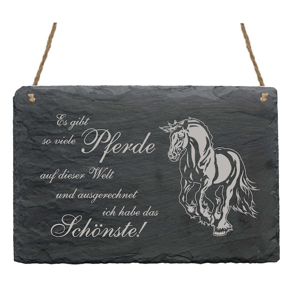 Slate Table «FRIESE-Most Beautiful Horse» Horses Sworsh Shield Decoration Decoration Wall Shield Gift Horse Breeder Friesland Horse Breeder Friesland
