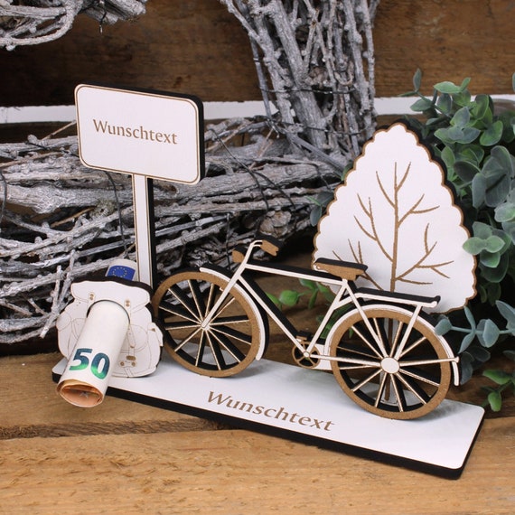 Cadeau d'argent d'anniversaire en bois-cadeau d'argent pour les cyclistes- cadeau de vélo-cadeaux en bois - pour les amis, la famille, les amoureux