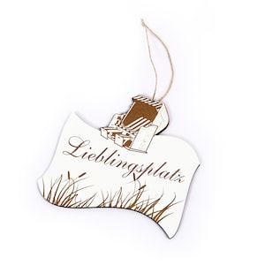 Maritimes Schild « LIEBLINGSPLATZ » Strandkorb Schilf Türschild maritime Deko Dekoration Geschenk Ferienwohnung Nordsee Ostsee Bad WC Meer