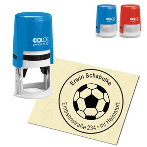 Stempel adresowy personalizowany - piłka nożna - okrągły ∅ 40 mm