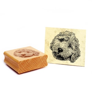 Motivstempel Golden Doodle  Stempel Hund Holzstempel 47 x 48 mm - Geschenkidee Hundebesitzer Hundefan Hundefreund Geschenk
