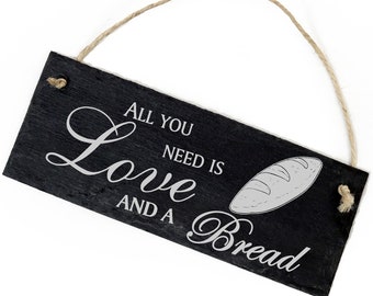 Slate Decoration Bread Shield 22 x 8 cm - Tout ce dont vous avez besoin est de l’amour et un pain