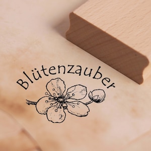 Motif Stamp Flower Magic Stamp Blossom Blossom 47 x 28 mm - Wooden Stamp Scrapbooking Embossing Stamps Crafts Gift Spring Summer Cherry Blossom