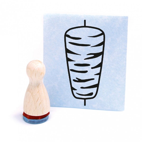 Ministempel Döner - Holzstempel mini Motivstempel Abdruckgröße ca. Ø12 mm - kleiner Stempel Höhe 2,5 cm - Gechenkidee Imbiss Scrapbooking