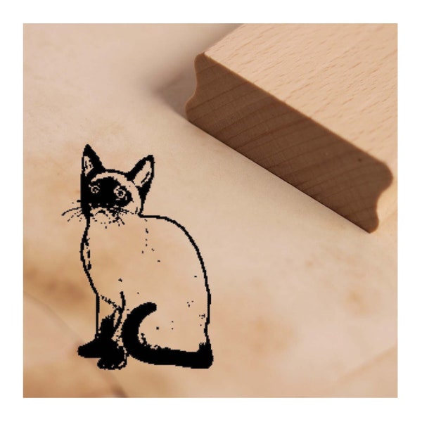 Stempel Siamkatze - Motivstempel ca. 38 x 38 mm • Scrapbooking Holzstempel • Katzen Zubehör Katzenstempel Geschenk Siam Thailand Geburtstag