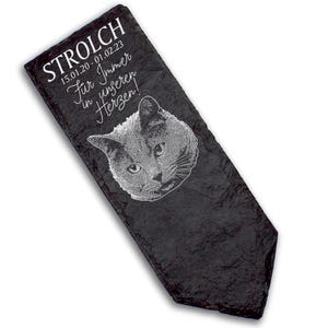 Grave marker grave decoration gravestone - Carthusian cat - personalized grave decoration 8 x 22 cm grave decoration keepsake pet name date
