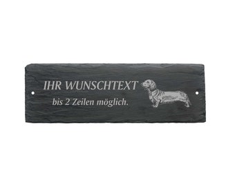 Weatherproof door sign "KURZHAARDACKEL" with wish text / name - approx. 22 x 8 cm sign nameplate family bell dog Teckel dachshund hunting