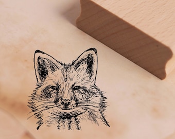 Motif Stamp Fox Head Stamp 38 x 38 mm - Wooden Stamp Scrapbooking Embossing Stamps Crafts Animal Stamp - Gift Forester Forest