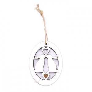 Easter Pendant Easter Bunny Couple with Heart - Easter Egg Shield Easter 5 x 7 cm - Easter Pendant Easter Decoration Easter Decoration Spring Easter Bunny Love