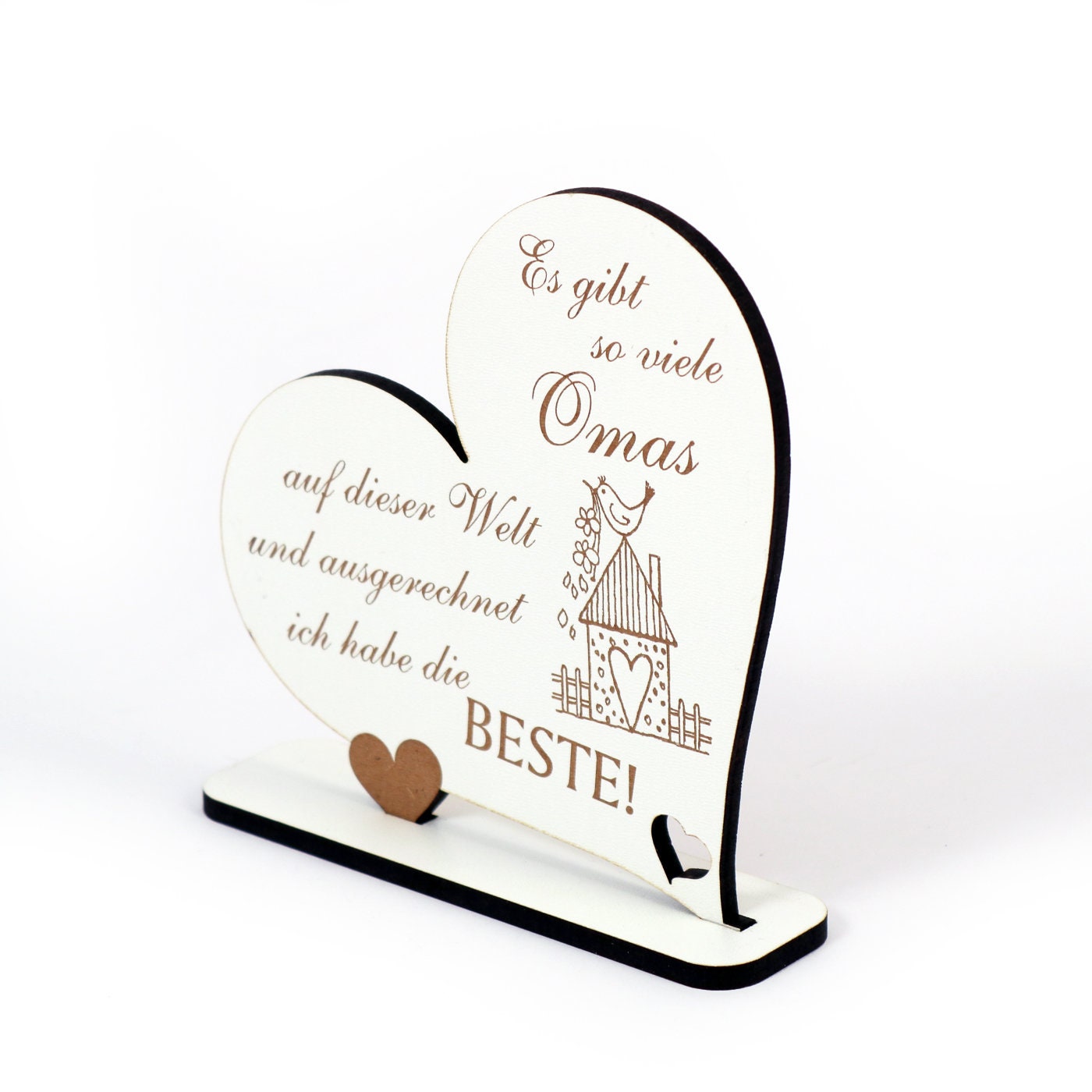 Dekoschild 'Beste Uroma Der Welt' In Herzform – Graviert Auf Holz, 13x12 Cm, Mit Aufhängung