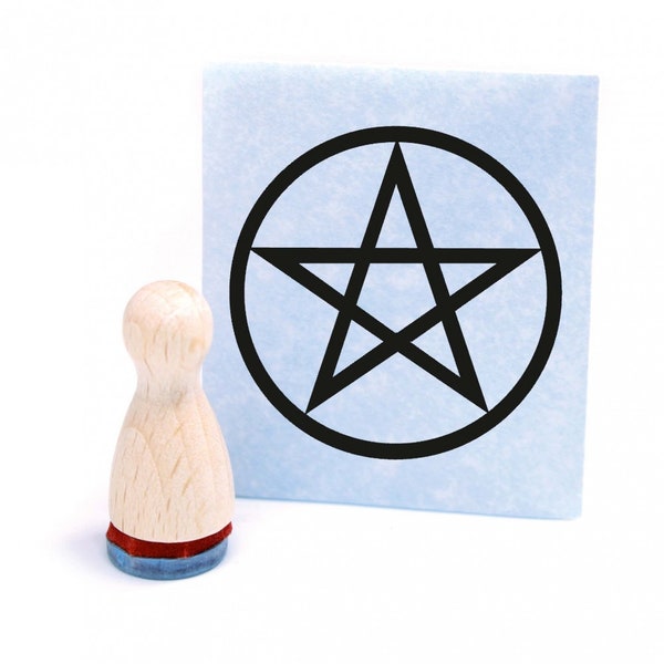 Mini stamp pentagram - wooden stamp mini motif stamp imprint size approx. Ø12 mm - small stamp height 2.5 cm - gift idea scrapbooking office
