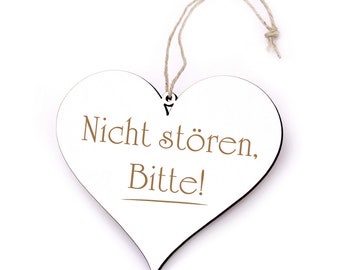 Schild Herz Nicht stören, Bitte ! • Türschild zum Anhängen • 13 x 12 cm • Shabby Dekoschild Türdeko Hinweisschild • Praxis Büro Firma Schule