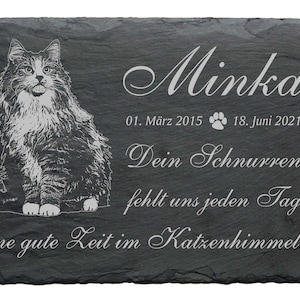 Commemorative plaque Norwegian forest cat with name and date • 22 x 16 cm saying engraving motif • gravestone animal gravestone animal grave grave burial cemetery