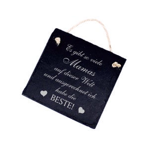 Slate Saying Best Mom in the World - Motif Hearts - Door Sign Decoration Sign 11 x 11 cm - Gift Mother's Day Thank you Thank you Birthday
