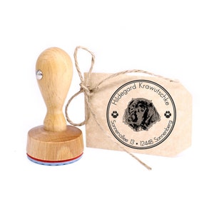 Timbre personnalisé Grand chien de Münsterländer 40 mm Timbre d&#39;adresse Timbre en bois - Nom Timbre d&#39;adresse Timbre de nom Timbre de motif