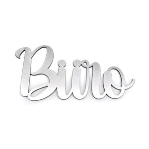 Letrero para puerta de oficina, letras decorativas para puertas de plástico gris plateado, autoadhesivo, 19 x 9 cm, letrero adhesivo para puerta plateado, clásico moderno