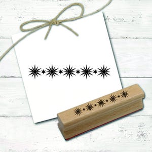 Tampon bordure flocon de neige étoile - tampon motif env. 98 x 17 mm • Tampon en bois scrapbooking papeterie décoration • Flocon de neige étoiles hiver