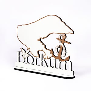 Decoration stand » Island Borkum » Sign for mooring anchor seagull - table decoration maritime decoration decoration decoration North Sea holiday holiday sea beach
