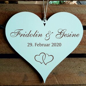 Personalisiertes Schild Herz Hochzeit mit Namen und Datum Herzen - Braut Bräutigam Brautpaar Geschenk Heirat Trauung Vermählung Liebe