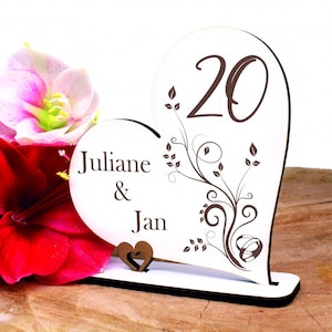 Porcelain wedding decoration heart stand wedding anniversary 20 years anniversary personalized 15 x 15 cm - gift gift idea money gift marriage