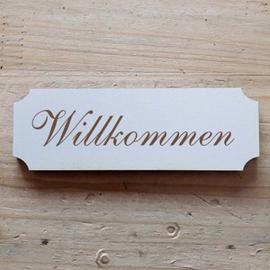 Decor sign «WILLKOMMEN» wooden sign Shabby vintage sign front door self-adhesive door sign entrance guests visit guesthouse apartment