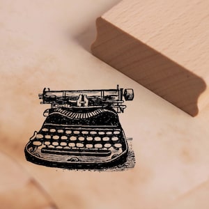 Sello con motivo antigua máquina de escribir vintage - sello 48 x 38 mm - sello de madera scrapbooking gofrado estampado artesanía escuela guardería