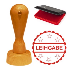 Stamp «LEIHGABE» including stamp cushions ROT-Motif Stars-Statement Office Stamp Private Property Library Library Library
