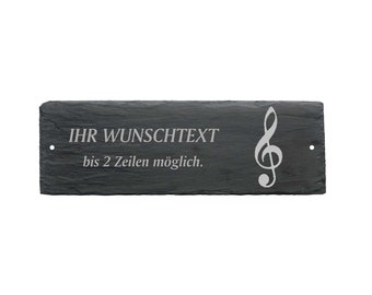 Wetterfestes Türschild « VIOLINSCHLÜSSEL » mit Wunschtext oder Name - ca. 22 x 8 x 0,5 cm Schild Namensschild Musiker Dirigent Komponist