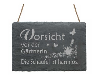 Table d’ardoise » VORSICHT devant le GARDENER » Motif GARDENing Butterflies Schrebergarten Kleingarten Saying