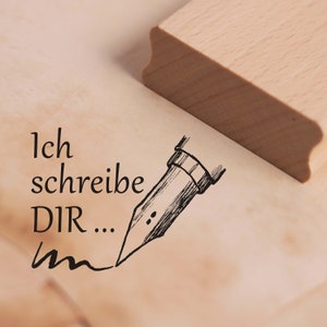 Stempel Ich schreibe dir - Füller Motivstempel ca. 38 x 28 mm - Scrapbooking Holzstempel - Geschenk Brief Post Brieffreund Mama Oma Freundin