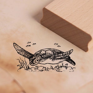 Motif Stamp Floating Water Turtle - Stamp 58 x 28 mm - Wooden Stamp Scrapbooking Embossing Stamps Crafts - Turtle Turtle