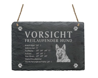 Slate board «GERCHER SCHÄFERHUND-beware – freewheeling dog» Shield Dog Dogs Dogs Garden Dog Scold Humor Dog Accessories