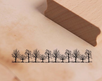 Motif stamp border trees tree silhouette - tree stamp wooden stamp 98 x 18 mm - stamping crafts scrapbooking embossing kindergarten