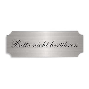 Self-adhesive shield in aluminum look «BITTE NOT BREAT» silver door sign sign sign sign museum store shop studio