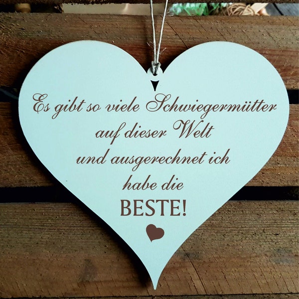 Schild HERZ Beste Schwiegermutter der Welt - mit Spruch - Dekoschild Türschild Wandschild Dekoration - Geschenk Geburtstag Danke Weihnachten