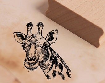 Motif Stamp Cute Giraffe Head Stamp Giraffe 48 x 48 mm - Wooden Stamp Scrapbooking Embossing Crafts Stamps - Gift