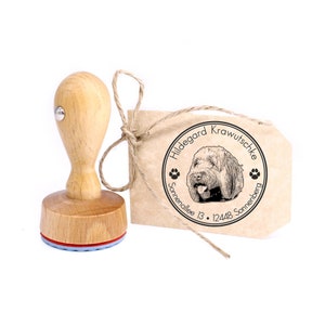 Stamp personalized Portuguese Water Dog 40 mm Address Stamp Wooden Stamp - Name Address Address Stamp Name Stamp Motif Stamp