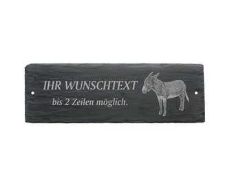 Weatherproof door sign « DONKEY » with desired text or name - approx. 22 x 8 x 0.5 cm Sign Name plate Family Bell Petting Zoo Farm