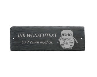 Wetterfestes Türschild « VINTAGE EULE » mit Wunschtext oder Name - ca. 22 x 8 x 0,5 cm Schild Namensschild Familie Klingel Liebe Herz Kinder